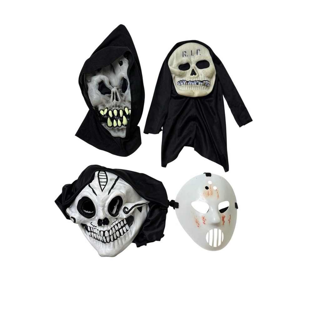 Vintage Halloween Masks‎ Lot of 4 Easter Unlimited Paper Magic Group Skull Horns